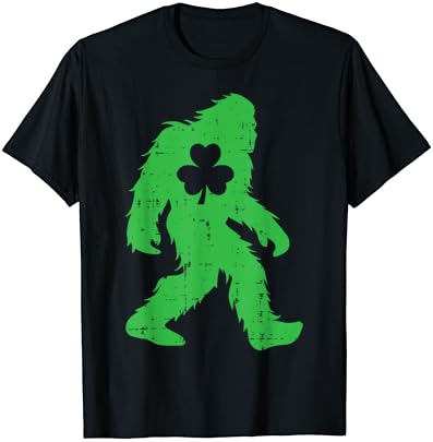 St Patricks Day Bigfoot Sasquatch Shamrock Men Women Kids T-Shirt