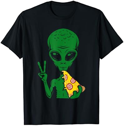 Funny Alien Head Eating Pizza UFO Extraterrestrial T-Shirt