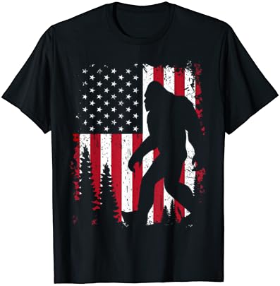Bigfoot 4th of July American USA Flag Patriotic Kids T-Shirt
