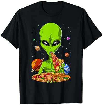 Space Alien Eating Pizza Funny Extraterrestrial Aliens T-Shirt